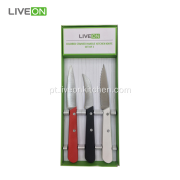 Paring Knife Set 3 peças colorido madeira manipular